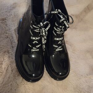 DKNY Black Winter Boots Glossy Finish